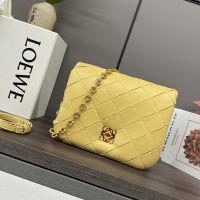 Loewe Puffer Goya In Pleated Shiny Nappa Lambskin Yellow