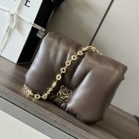 Loewe Puffer Goya In Shiny Nappa Lambskin Chocolate
