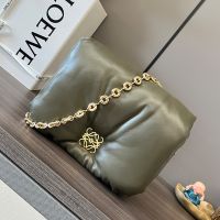 Loewe Puffer Goya In Shiny Nappa Lambskin Olive