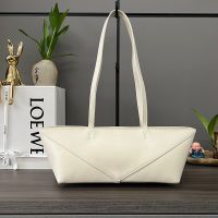 Loewe Puzzle Fold Cropped Bag In Shiny Calfskin Brown