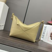 Loewe Puzzle Fold Pouch In Shiny Nappa Calfskin Clay Green