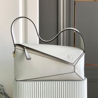 Loewe Puzzle Hobo In Nappa Calfskin White