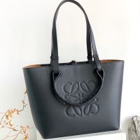 Loewe Small Anagram Tote In Classic Calfskin Black