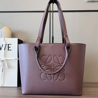 Loewe Small Anagram Tote In Classic Calfskin Burgundy