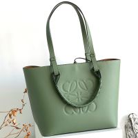 Loewe Small Anagram Tote In Classic Calfskin Green