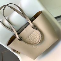 Loewe Small Anagram Tote In Grained Calfskin Apricot