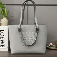 Loewe Small Anagram Tote In Grained Calfskin Grey