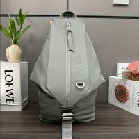 Loewe Small Convertible Backpack In Nylon and Calfskin Grey