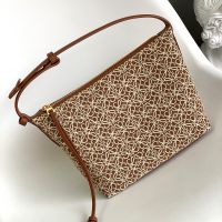 Loewe Small Cubi Bag In Anagram Jacquard and Calfskin Brown