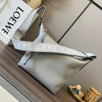 Loewe Small Cubi Crossbody Bag with Jacquard Strap In Supple Smooth Calfskin Grey