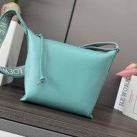 Loewe Small Cubi Crossbody Bag with Jacquard Strap In Supple Smooth Calfskin Light Blue