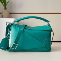 Loewe Small Featherlight Puzzle Bag In Nappa Lambskin Emerald Green