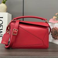 Loewe Small Featherlight Puzzle Bag In Nappa Lambskin Red