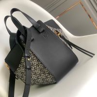 Loewe Small Hammock Bag In Classic Calfskin and Anagram Jacquard Black