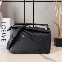 Loewe Small Panta Puzzle Bag In Shinny Calfskin Black