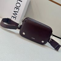 Loewe Small Pebble Messenger Bag In Supple Grained Calfskin Burgundy