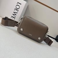 Loewe Small Pebble Messenger Bag In Supple Grained Calfskin Khaki