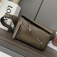 Loewe Small Puzzle Bumbag In Classic Calfskin Khaki