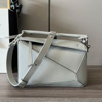 Loewe Small Puzzle Bag In Classic Calfskin Grey
