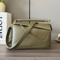 Loewe Small Puzzle Bag In Classic Calfskin Olive