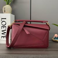 Loewe Small Puzzle Bag In Classic Calfskin Wine Red