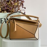Loewe Small Puzzle Bag In Multicolor Calfskin Khaki/Brown/Beige