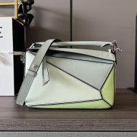 Loewe Small Puzzle Bag In Multicolor Calfskin Sky Blue/Mint Green