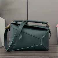 Loewe Small Puzzle Edge Bag In Classic Calfskin Deep Green