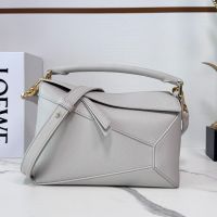 Loewe Small Puzzle Edge Bag In Soft Grained Calfskin Light Grey