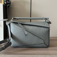 Loewe Small Puzzle Bag In Soft Grained Calfskin Coal Grey