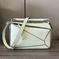 Loewe Small Puzzle Bag In Soft Grained Calfskin Milk Green