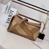 Loewe Small Puzzle Bag In Classic Calfskin And Suede Brown