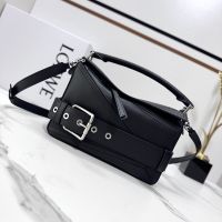 Loewe Small Puzzle Biker Bag In Shiny Calfskin Black