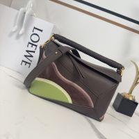 Loewe Small Puzzle Edge Landscape Bag In Nappa Calfskin Chocolate