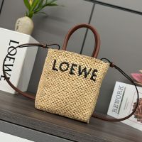 Loewe Standard A5 Tote Bag In Raffia Beige