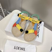  Loewe Strappy Espadrille Sandals Women Nylon In Beige/Yellow