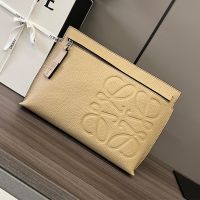 Loewe T Pouch In Grained Calfskin Apricot