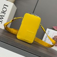 Loewe Vertical Crossbody Pocket with Jacquard Strap In Satin Calfskin Yellow