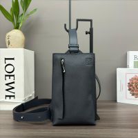 Loewe Vertical T Pocket In Grained Calfskin Navy Blue