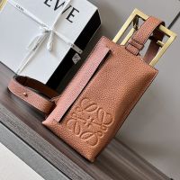Loewe Vertical T Pocket In Soft Grained Calfskin Brown
