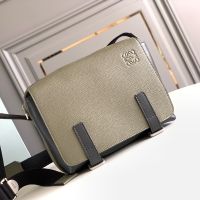 Loewe XS Military Messenger Bag In Soft Grained Calfskin Green/Black
