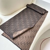 Loewe Anagram Bicolour Scarf In Cashmere Grey/Khaki