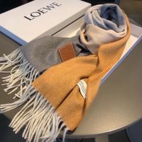Loewe Color Block Cashmere Scarf In Grey/Multicolor