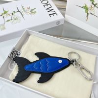 Loewe Fish Charm In Calfskin Blue