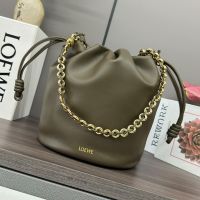 Loewe Flamenco Purse Bucket Bag In Mellow Nappa Lambskin Olive