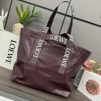 Loewe Fold Shopper In Fold Shopper In Paper Calfskin Burgundy