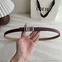 Loewe Graphic Logo Buckle Belt 1.5 In Smooth Calfskin Burgundy/Silver