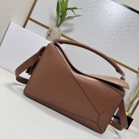 Loewe Large Featherlight Puzzle Bag In Nappa Lambskin Brown