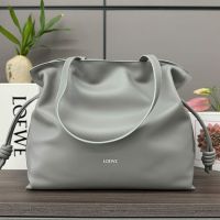 Loewe Large Flamenco Clutch In Nappa Calfskin Grey