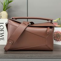 Loewe Large Puzzle Edge Bag In Classic Calfskin/Suede Brownie